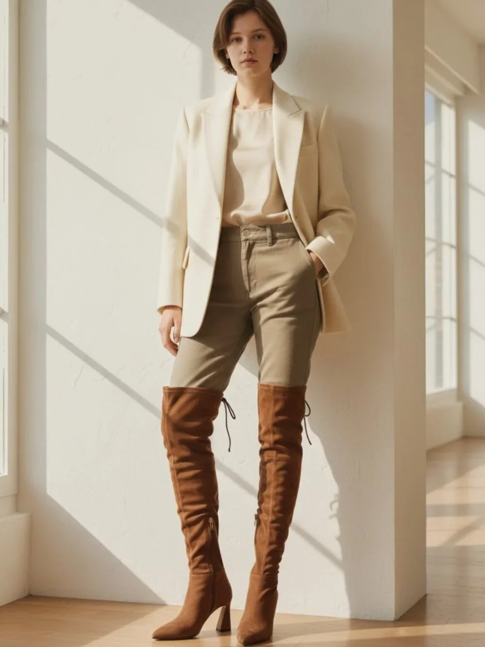 Vince Camuto Over The Knee Boots SZ 8 Brown Pointed Toe